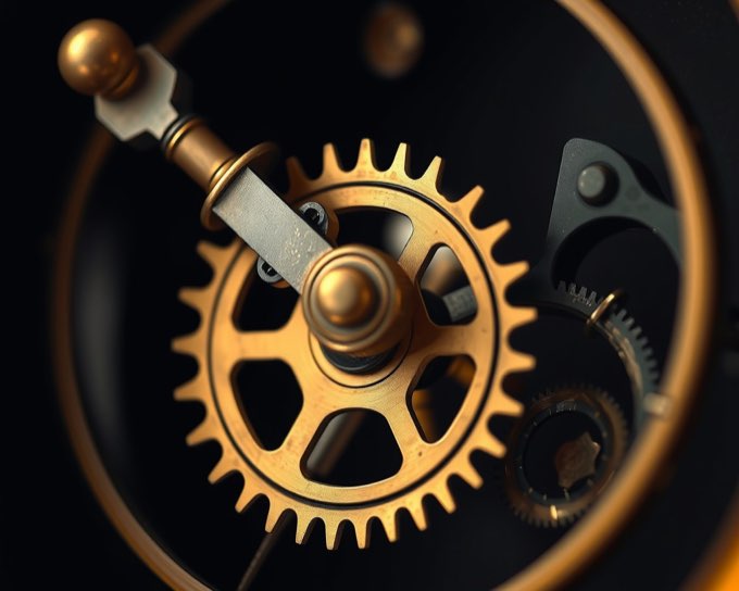 A brass escape wheel and steel anchor